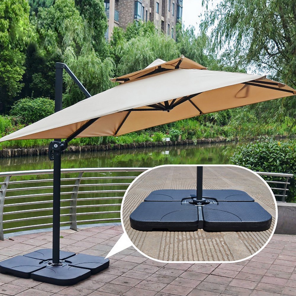 Veryke 20" 4 Pieces Square Plastic Water Filled Umbrella Base Stand