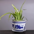 thumbnail image 1 of Maceta de cerámica de porcelana azul y blanca con bandeja, maceta grande de hierro para árbol, maceta hidropónica para balcón, para jardinería doméstica, 1 of 6