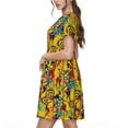 thumbnail image 2 of Fotbe Dancing African Women Vestido Largo de Moda para Mujer, Vestido Tipo Camiseta con Manga Corta y Estilo Casual a Rayas y Bloques de Color, 2 of 6