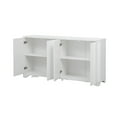 thumbnail image 4 of GZXS 4-Door Accent Sideboard with Pine Veneer, Layered Linear Door Design, Triangular Support Legs, and Spacious Storage, Contemporary Buffet Cabinet, 59.7"L x 15.7"W x 31.7"H (White), 4 of 7