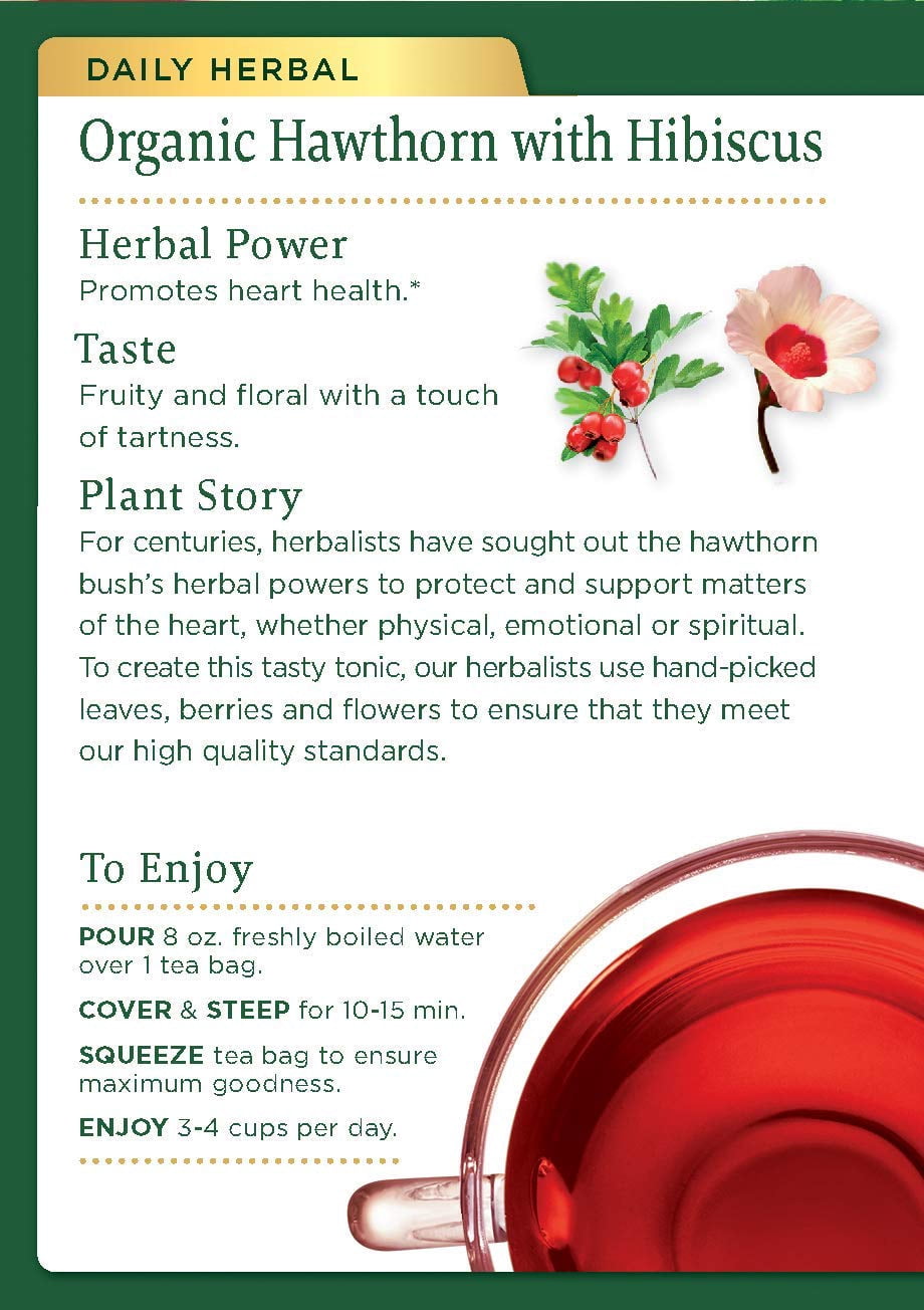 Traditional Medicinals Hawthorn with Hibiscus Herbal Tea Organic, 16 CT (Pack - 3)