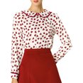 thumbnail image 1 of INSPIRE CHIC Blouse Douce à Manches Longues pour Femmes, Mignonne, à Volants, Col Peter Pan, 1 of 6