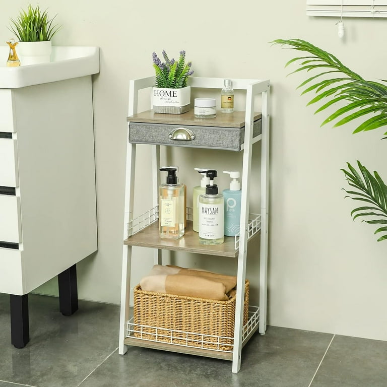 x-Cosrack 3-Tier Bathroom Ladder Shelf, Floor Storage Shelf