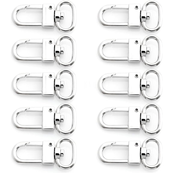 Snap Hook Tiny Push Gate Swivel Lobster Clasps for Bags Belts Landyards Clips 10 Pack PLHL (Silver)