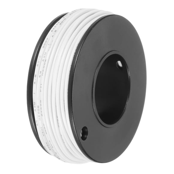 24AWG Stranded Wire PVC Hookup 15M/49ft White, Electrical Wire UL1007 Spool