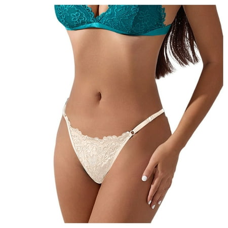 SXcggal Sexy Low Rise Lace See Through Adjustable Thong Panties For Women Fashionable Soft Women s Underwear
