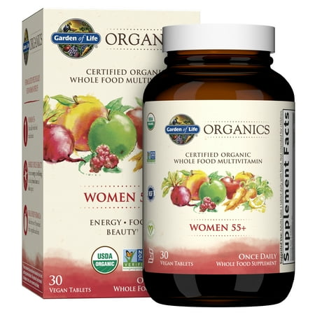 Garden of Life Organics Women’s 55+ Multivitamin for Breast, Heart, and Skin Support, Once Daily, 30 Servings