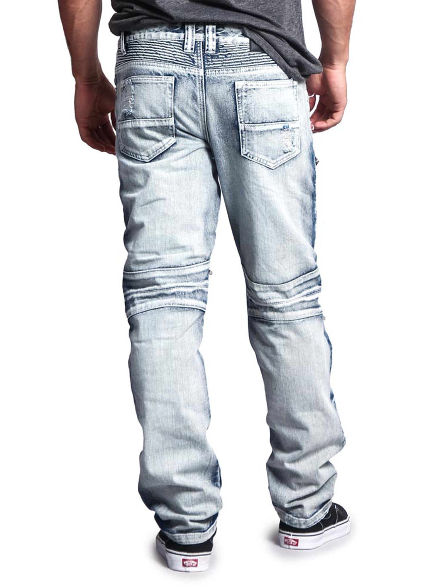 【SATIIIZ】Ricken Biker Washing Denim Pants Victorious Men's Distressed Wash Slim Fit Moto Pants Biker