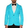 thumbnail image 1 of BLAZERS DE PUNTOS POLKA CHIC INSPIRADORES PARA HOMBRES, AJUSTE SLIM, CHAQUETAS DE NEGOCIOS DE UN BOTÓN, S AZUL, 1 of 6