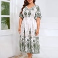 thumbnail image 4 of HVOBTTY Robes d'Été Décontractées à Manches Courtes pour Femmes, Robe Ample à Manches Évasées pour Femmes, Vacances à la Plage, Jupe Mi-Longue Imprimée Fraîche Verte, TTG, 4 of 4