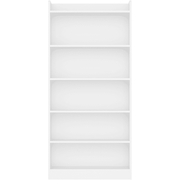 Renwick 6 Layer Modern Simple Bookshelf with Top Open Compartment, Set of 2, White