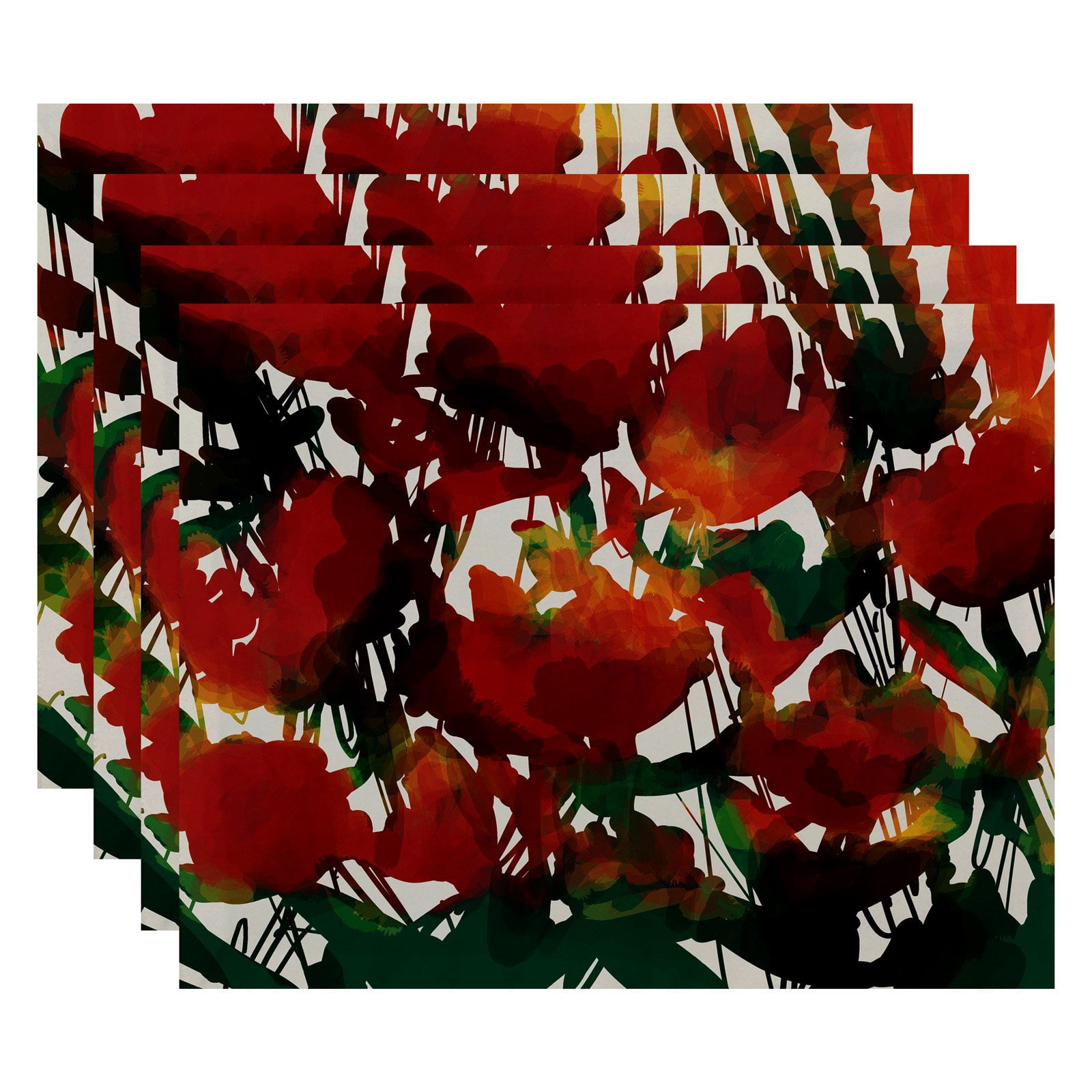 Simply Daisy 18" x 14" Abstract Floral Floral Print Placemats, Set of 4