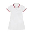 thumbnail image 1 of Zpanxa Robes d'Été pour Filles à Manches Courtes, Col Rayé, Longueur Genou, Robe Princesse Décontractée en Coton avec Boutons, Blanc, 11-12 Ans, 1 of 5