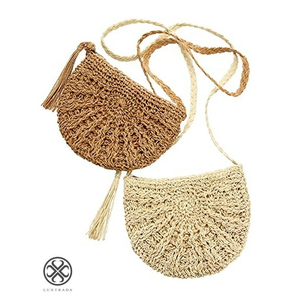 Luxtrada Woven Straw Handbag Crossbody Purse Envelope Shoulder Bag