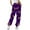 Purple, variant on WILLBEST Pants for Women Women's Fashion Pants Rugby Festival Suitable for Printed Bottom Tracksuit Pants Pocket High Waisted Exercise Gym Sport Suitable for Jogging Pants Women Ripstop Cargo Pants