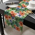 thumbnail image 3 of Tropical Botanical Cotton Linen Table Extra Long Runner 13 x 120 inch Summer Leaves Flowers Burlap Non-slip Rectangular Dining Table Decor for Wedding Party Holiday Dinner, 3 of 8
