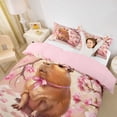 thumbnail image 3 of Erosebridal Bow Capybara Twin Bedding for Kid, Flower Floral Duvet Cover Set, Pink Reversible, 2-Piece, No Comforter, 3 of 5