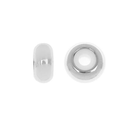 - Adjustable Slider Clasp, Round with Silicone Center 8mm, 4 Pieces, Silver Tone