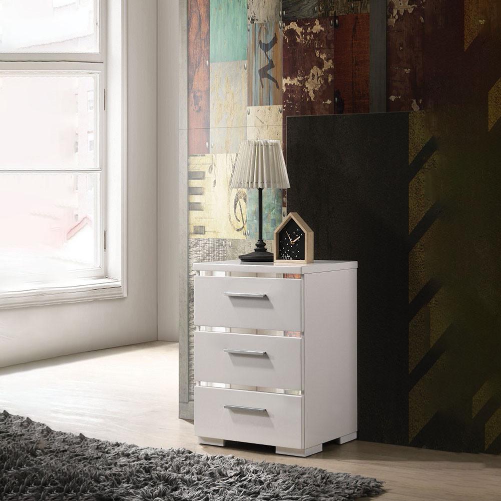 sense white high gloss bedside table with led light