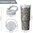 thumbnail image 5 of Camouflage 30oz Handheld Travel Tumbler with Handle – Double Wall Stainless Steel Insulated Cup, Flip Straw Lid, Leak-Proof & BPA-Free for Hot and Cold Drinks – Durable Coffee & Juice Mug White, 5 of 6
