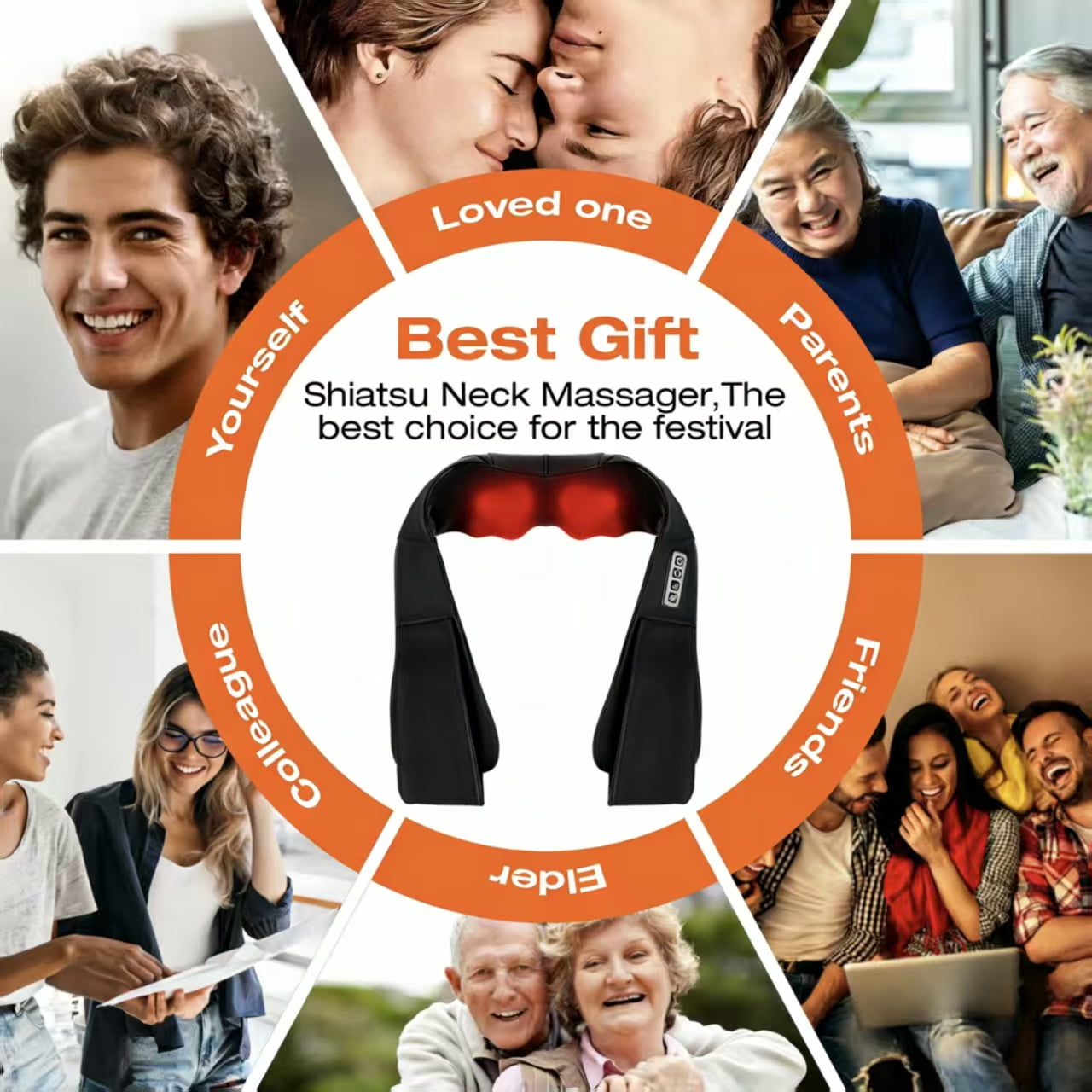 Hlthsky Shiatsu Shoulder Neck Massager with Heating,3D Deep Kneading Shoulder Massager, Gifts for Men Women, Black