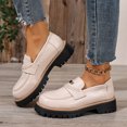 thumbnail image 2 of Chaussures pour Femmes, Mode Décontractée Style Britannique Brillant Bout Rond Boucle Métallique, Mocassins pour Femmes, 2 of 9