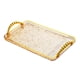 thumbnail image 5 of Bandeja rectangular para servir, organizador de encimera, bandeja para guardar joyas y platos de frutas. Borde dorado ámbar., 5 of 9