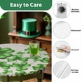 thumbnail image 2 of Round Fitted Tablecloth,Spring St. Patrick's Day Shamrocks Leaves Circle Table Cover Waterproof Table Cloth with Elastic Edge,Nature Green Plant Outdoor Tablecloths for Kitchen Picnic 36-44in, 2 of 9