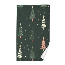Yayeee 100% Cotton Hand Towels for Bathroom 16" x 28" Kitchen Towel, Green Christmas Trees