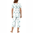 thumbnail image 4 of successthop Womens Summer Pajamas Plus Size Lightweight Floral Short Sleeve with Pockets Button 2 Piece Capri Loungewear 2XL Blue, 4 of 6