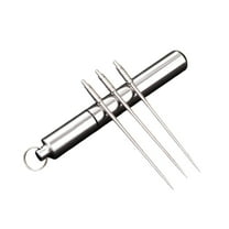 Titanium Alloy Portable Toothpick Set 3 Pcs Reusable Dual-Ended Toothpicks With Aluminum Storage Tube For Oral Cleaning And Fruit Skewering Lightweight Compact For Home Picnic And