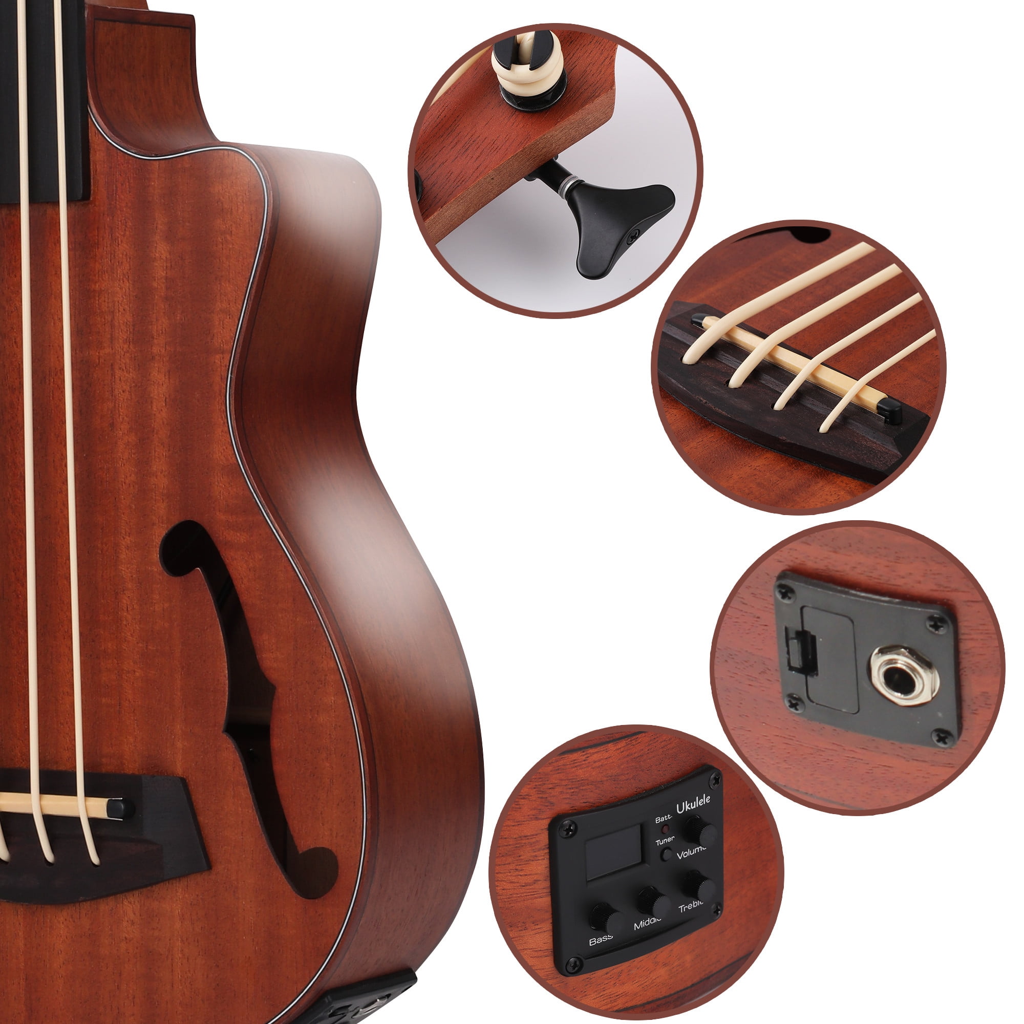 Batking Ubass 30 Inch Baritone Electric Ukulele Bass For Adults Mahogany Fretless Acoustic Bass with Gig Bag Kids Ukelele