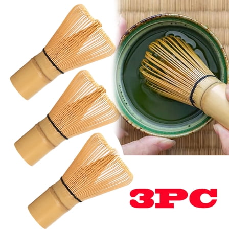 3pc Reusable Bamboo Matcha Whisk Easy to Clean Stirring Tool Green Tea  Whisk for Matcha Powder, Handcrafted Organic Traditional Japanese Chasen, 100-Prong Matcha Stirrer Wisk Mixer