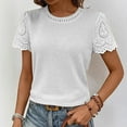 thumbnail image 4 of yunLCZ Women's T-shirts Everyday Low Price Womens Frenchy Summer Tops Crewneck Short Sleeve T Shirts Casual Knit Blouses Top Shirts Office casual blouse with leggings, 4 of 7