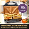 thumbnail image 3 of Gotham Steel Nonstick Panini Press Sandwich Maker, 2in1 Breakfast Sandwich Maker Grill / Sandwich Press Grill with Indicator Light, Grilled Cheese Maker Makes 2 Sandwiches with Easy Cut Edges, 3 of 7