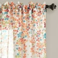 thumbnail image 3 of Lush Decor Weeping Flower Sheer Rod Pocket Window Panel, 84" x 38" + 2" Header, Turquoise/Tangerine, Pair, 3 of 11