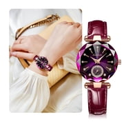 Watch for Women Round Quartz Waterproof Wristwatches Luxury Jewelry Design Watches Leather Band Ladies Watch Gift for Women