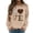 Khaki, variant on Women's Casual Crew Neck Sweatshirt Long Sleeve Loose Hoodless Pullover Top for Athletic Leisure Wear
