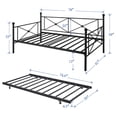 thumbnail image 6 of VECELO Twin Size Metal Daybed with Trundle for Bedroom, Living Room, Enhanced Metal Slats Support, Black, 6 of 8