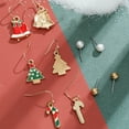 thumbnail image 4 of Deyuer 6Pairs/Set Christmas Earrings Festive Enamel Geometric Shiny Electroplating Decoration Jewelry Gifts Xmas Tree Elk Snowman Santa Claus Ear Studs Dangle Earrings, 4 of 8