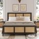thumbnail image 1 of Tamaño completo - size negra rattan marco de cama con cabecero: boho cane platform, strong metal slat, noise - free, no box spring required, 1 of 6
