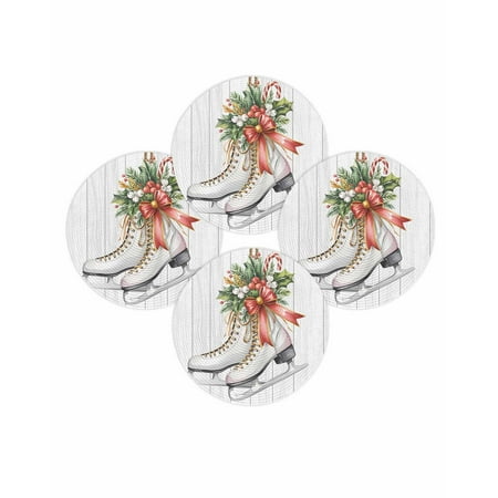 Christmas Round Placemats Set of 4 White Ice Skate Place Mats Washable Woven Placemat Pine Cones Pine Needles Berry Wood Circle Braided Table Mat for Kitchen Dining Table Party Home Decor 15 Inch Christmas Round Placemats Set of 4 White Ice Skate Place Mats Washable Woven Placemat Pine Cones Pine Needles Berry Wood Circle Braided Table Mat for Kitchen Dining Table Party Home Decor 15 Inch