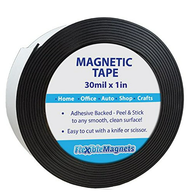 Magnetic Tape Roll with Adhesive Backing - Strip of Peel and Stick Magnets - Super Strong & Sticky by Flexible Magnets (30 Mil x 05 inch x 5 Feet)