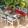 thumbnail image 2 of Red Snowman Christmas Table Cloths for 5 Foot Rectangle Tables, Xmas Tree Snowflake Winter Birds Patio Waterproof Elastic Fitted Tablecloths, Washable Rectangular Table Cover for Camping, 2 of 8