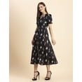 thumbnail image 4 of Moomaya Womens Printed Front Slit Dress, Puffed Sleeves, Styles Back Ties Midi Dress, 4 of 8