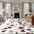 thumbnail image 3 of Red Roses Area Rug 5x7 FT, Non Slip Bedroom Throw Carpet, Spring Floral Summer Botanical Weeping Washable Soft Floor Carpet Non-Shedding Rug for Dining Room Bedside Classroom Desk, 3 of 9
