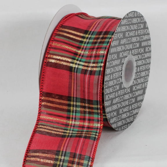 The Ribbon People Red and Brown Plaid Ribbon 2.5" x 20 Yards