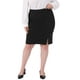 thumbnail image 1 of Falda lápiz de talla grande para mujer Agnes Orinda, de cintura alta, elástica, con abertura lateral, ajustada, para negocios, falda midi con cremallera trasera 3X negra, 1 of 6