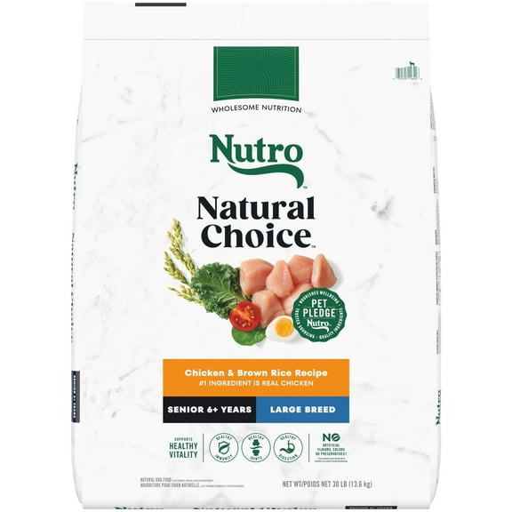 Nutro Natural Choice Senior Large Breed Dry Dog Food, Chicken And Brown Rice, 30 Lbs.
