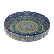 Blue Rose Polish Pottery Mardi Gras Torte Plate